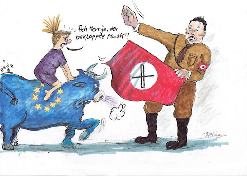Cartoon: Musk (medium) by Skowronek tagged elon,musk,eu,faschismus