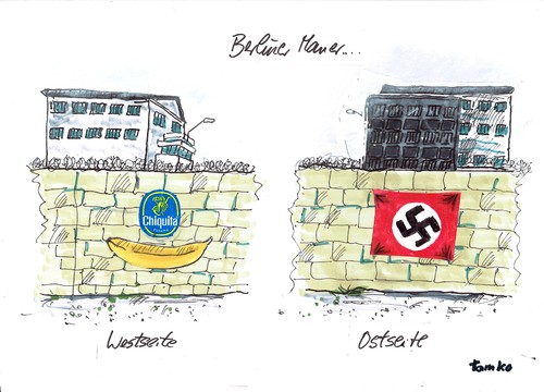 Cartoon: Ost-West (medium) by Skowronek tagged nazis,faschismus,kapitalismus,mauer,ddr,brd