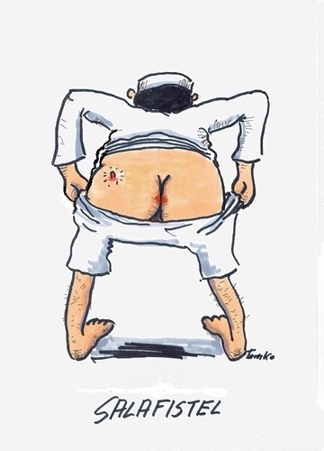 Cartoon: Salafistel (medium) by Skowronek tagged salafist,islam,moslem,gesäß,fistel,körperteil