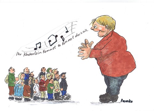 Cartoon: Willkomenskultur (medium) by Skowronek tagged flüchtlinge,angela,merkel,asyl