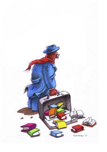 Cartoon: Der Reisende (medium) by Mehmet Karaman tagged reisende,bücher,koffer,lesen