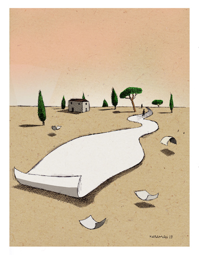 Cartoon: Die Reise (medium) by Mehmet Karaman tagged literatur