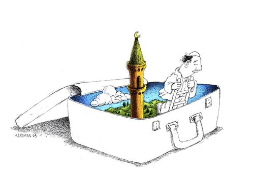 Cartoon: Minarett-verbot (medium) by Mehmet Karaman tagged religion,migration,fremde