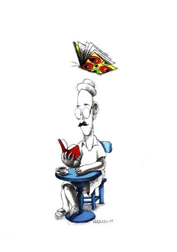 Cartoon: Sommervogel (medium) by Mehmet Karaman tagged literatur,lesen,leser