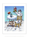 Cartoon: Wintertagebuch (small) by Mehmet Karaman tagged wintertagebuch schneemann tulpe tisch schneelandschaft bücher