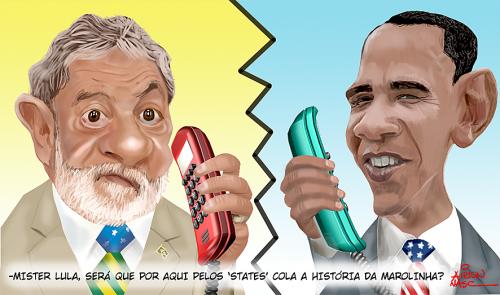 Cartoon: close relationship (medium) by Airton Nascimento tagged lula,obama,president