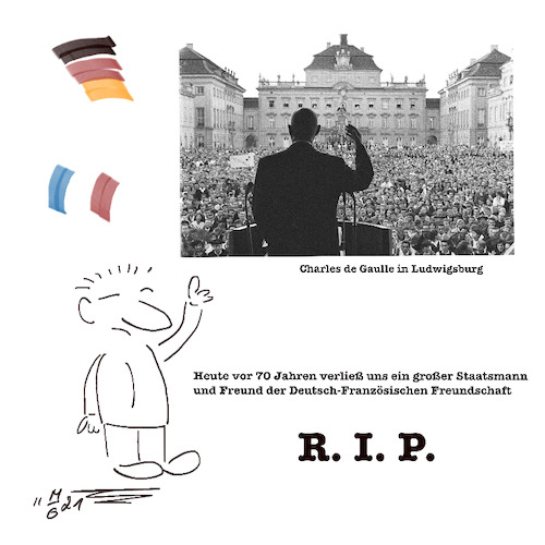 Cartoon: Ein großer Europäer (medium) by legriffeur tagged degaulle,charlesdegaulle,frankreich,lafrance,france,freundschaft,deutschfranzösischefreundschaft,deutschland