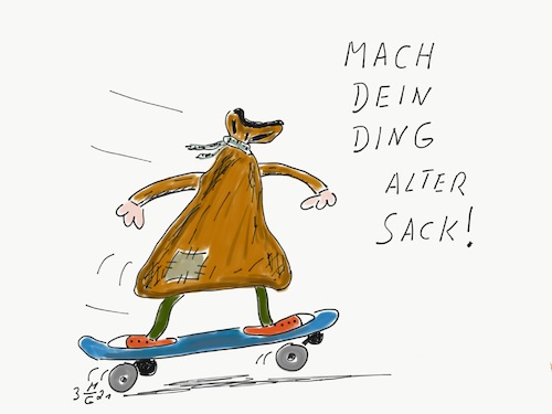 Cartoon: Mach Dein ding (medium) by legriffeur tagged alter,altersack,sack,machdeinding,rentner