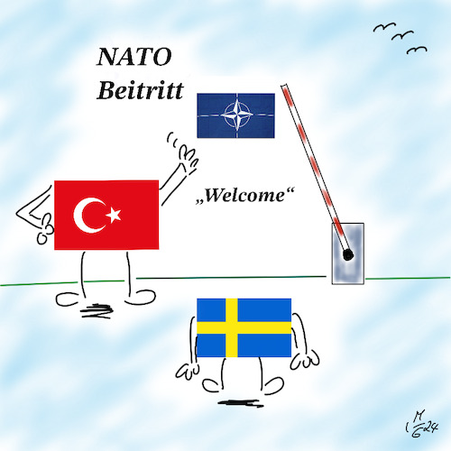 Cartoon: NATO Beitritt (medium) by legriffeur tagged nato,beitritt,natobeitritt,türkei,schweden,ungarn,verteidigung,europa,streitkräfte