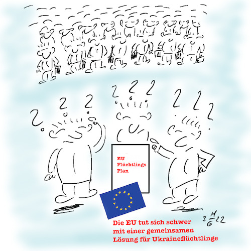 Cartoon: Ukrainefluechtlinge (medium) by legriffeur tagged cartoon,cartoons,legriffeur61,ukrainekonflikt,ukrainekrieg,ukraine,ukrainefluechtlinge,europa,eu,krieg,war,guerre,deutschland,aussenpolitik