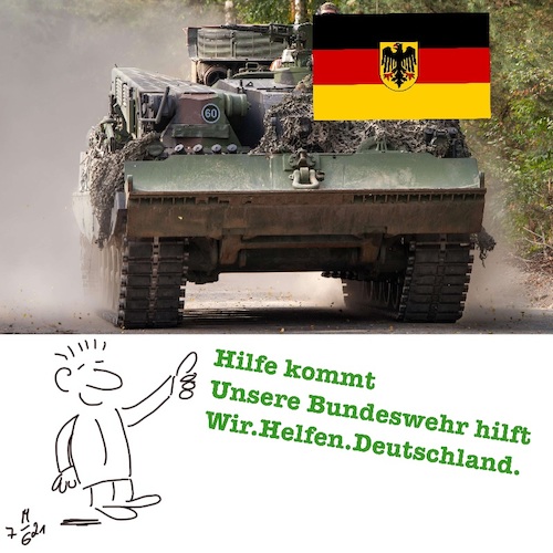 Cartoon: Unsere Bundeswehr hilft (medium) by legriffeur tagged flutkatastrophe,fluthilfe,bundeswehr