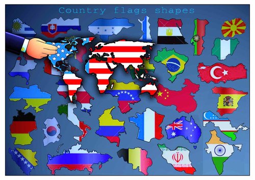 Cartoon: Country Flags and Shapes (medium) by Makhmud Eshonkulov tagged nations,flags,shapes