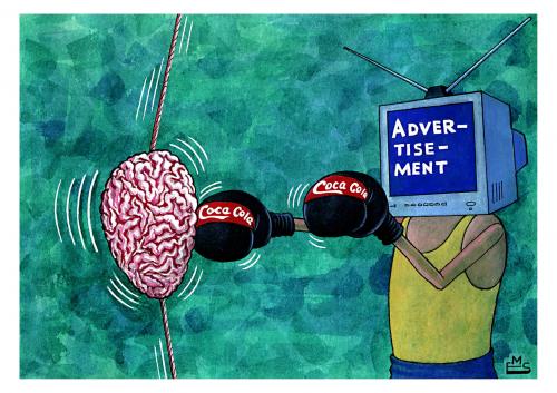 Cartoon: Reklama (medium) by Makhmud Eshonkulov tagged ads,advertisment,marketing,brands,brain