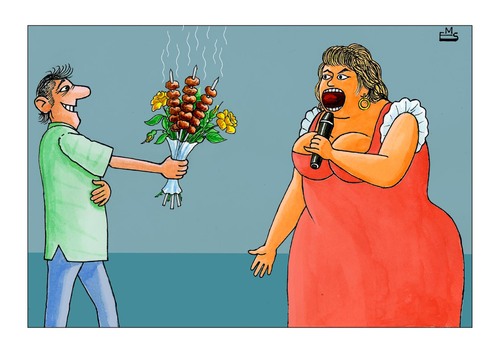 Cartoon: The Gift (medium) by Makhmud Eshonkulov tagged fat
