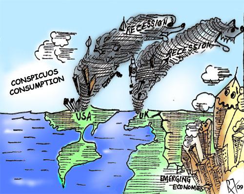 Cartoon: Conspicuos Consumption (medium) by cindyteres tagged politics,cartoon,economy,recession,global,crisis,credit,humour,funny,fear,crash,drawing,sketch