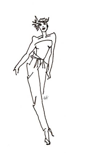 Cartoon: Line Drawing - ink (medium) by cindyteres tagged lady,female,girl,cat,walk,fashion,design,people,style,woman,beauty,line,drawing,sketch,quicksketch