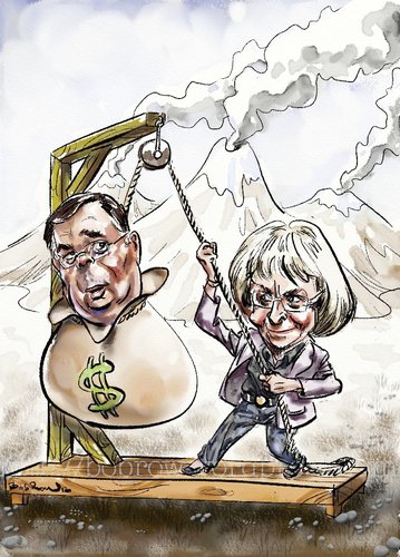 Cartoon: Haarde and Sigurdardottir (medium) by Bob Row tagged women,iceland,crisis,banks,haarde,sigurdardottir