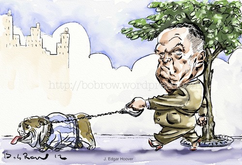 Cartoon: J Edgar Hoover (medium) by Bob Row tagged hoover,fbi,spy,dog,gay