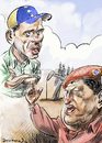 Cartoon: Capriles-Chavez (small) by Bob Row tagged venezuela,elections,chavez,capriles,oil