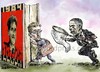 Cartoon: The other side of the nightmare (small) by Bob Row tagged orwell snowden obama nsa survelliance 1984