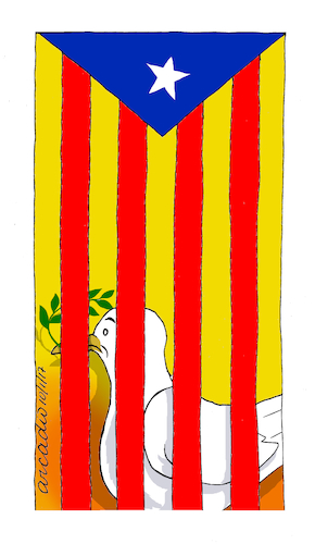 Cartoon: After referendum in Cataluna. (medium) by Cartoonarcadio tagged cataluna,spain,europe,independence,referendum