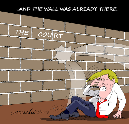 Cartoon: And the wall was already there. (medium) by Cartoonarcadio tagged wall,trump,us,government,immigrants,politicians,president