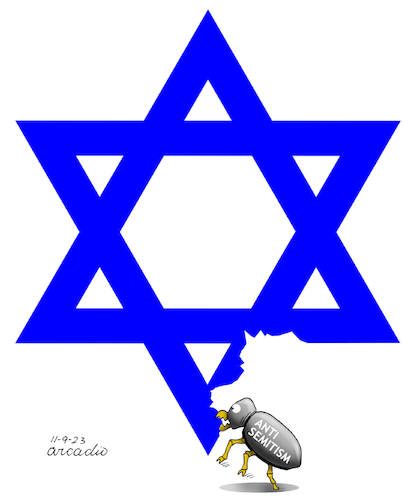 Cartoon: Antisemitism. (medium) by Cartoonarcadio tagged israel,middle,east,wars,antisemitism