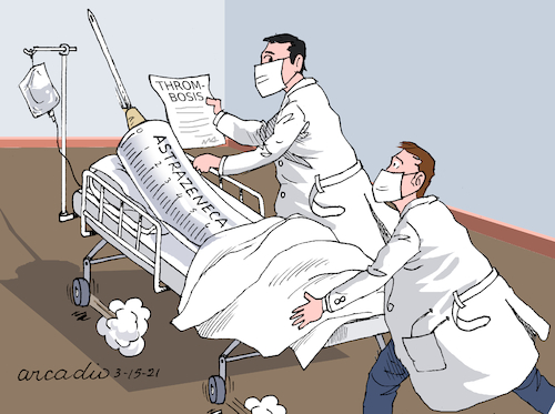 Cartoon: Astrazeneca in emergency. (medium) by Cartoonarcadio tagged astrazeneca,pandemic,health,vaccines,europe
