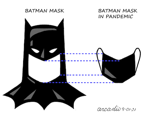 Cartoon: Batman masks. (medium) by Cartoonarcadio tagged batman,pandemic,maks,covid,19,coronavirus,health