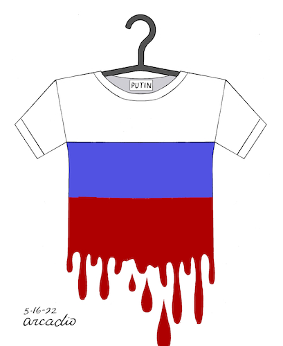 Cartoon: Bloody t shirt. (medium) by Cartoonarcadio tagged putin,russia,europe,war