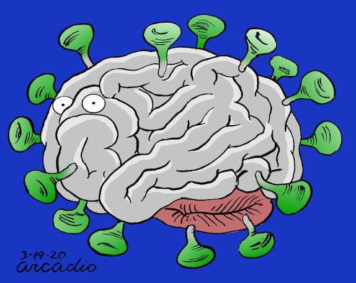 Cartoon: Coronavirus in mind. (medium) by Cartoonarcadio tagged coronavirus,health,people,mind,world
