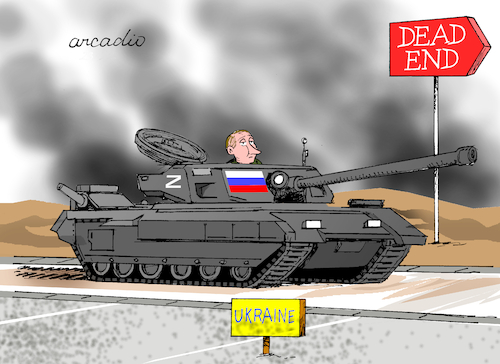 Cartoon: Dead end. (medium) by Cartoonarcadio tagged putin,war,ukraine,russia,zelensky