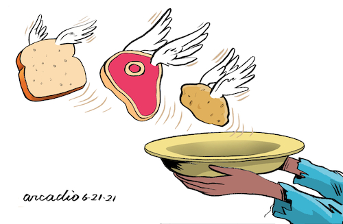 Cartoon: Dish with no food. (medium) by Cartoonarcadio tagged food,hunger,economy,poverty,crisis
