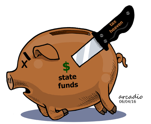 Cartoon: Economic terrorism. (medium) by Cartoonarcadio tagged terror,economy,corruption,money,banks,panama,politicians