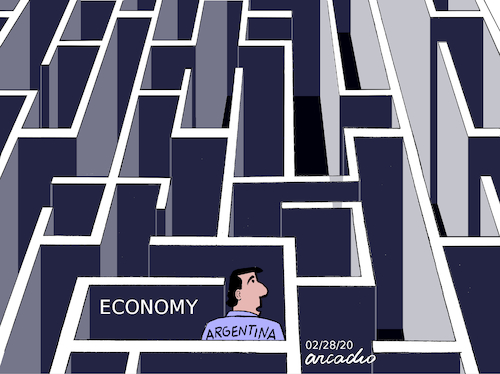 Cartoon: Economical Labyrinth (medium) by Cartoonarcadio tagged argentina,economy,finances,south,america