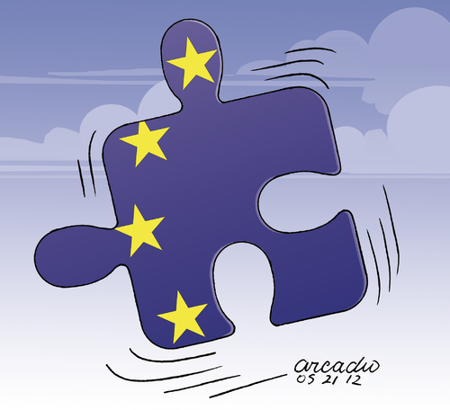 Cartoon: European community is in crisis. (medium) by Cartoonarcadio tagged euro,europa,crisis,economy,finances,union