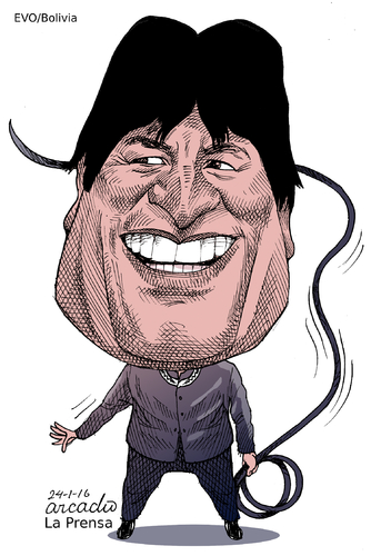 Cartoon: Evo Morales-Bolivia (medium) by Cartoonarcadio tagged evo,president,latin,america,bolivia,socialism,comunism