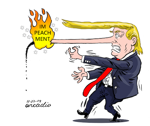 Cartoon: Fire in the nose. (medium) by Cartoonarcadio tagged impeachment,white,house,washington,trump