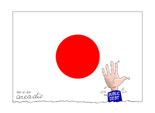 Cartoon: Japan-the enormous public debt (medium) by Cartoonarcadio tagged japan,economy,public,debt