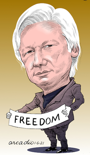 Cartoon: Julian Assange. (medium) by Cartoonarcadio tagged assange,england,united,kingdom,usa,justice