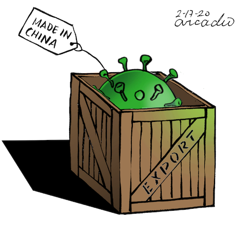 Cartoon: Made in China. (medium) by Cartoonarcadio tagged coronavirus,health,china,virus,world