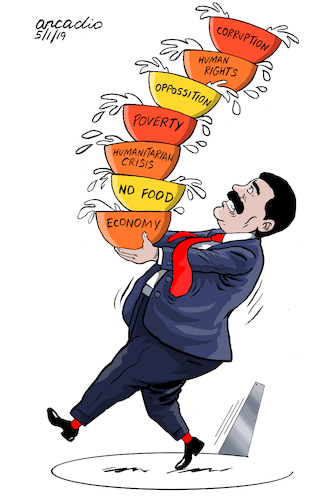 Cartoon: Maduro in trouble. (medium) by Cartoonarcadio tagged maduro,venezuela,crisis,latin,america