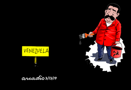 Cartoon: Maduro paints all with dark. (medium) by Cartoonarcadio tagged venezuela,maduro,latin,america,south