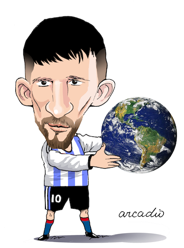Cartoon: MESSI OWNER OF THE WORLD. (medium) by Cartoonarcadio tagged argentina,messi,football,qatar,sports