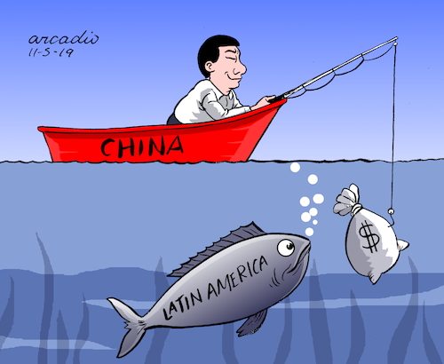 Cartoon: Neocolonization (medium) by Cartoonarcadio tagged latin,america,china,money,economy