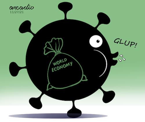 Cartoon: New Covid variant. (medium) by Cartoonarcadio tagged omicron,health,pandemic,virus,covid,19