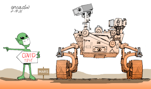Cartoon: Perseverance in Mars. (medium) by Cartoonarcadio tagged perseverance,mars,space,ship,nasa