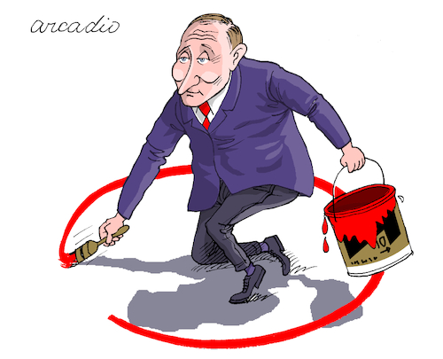 Cartoon: Putin red line. (medium) by Cartoonarcadio tagged putin,war,russia,ukraine