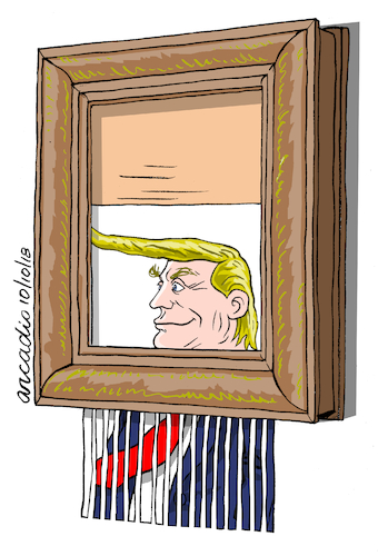 Cartoon: Self-destruction. (medium) by Cartoonarcadio tagged trump,us,government,president,white,house