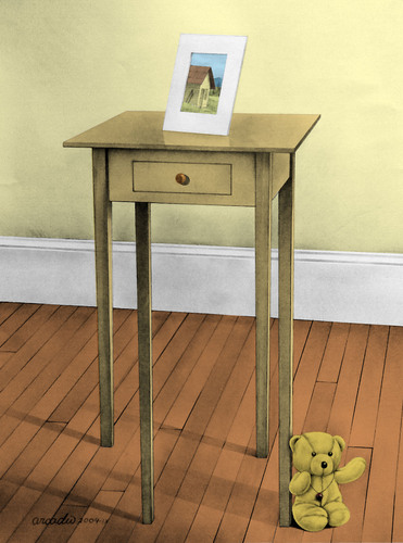 Cartoon: Surrealist little table. (medium) by Cartoonarcadio tagged surrealism,table,drawing,art,artist